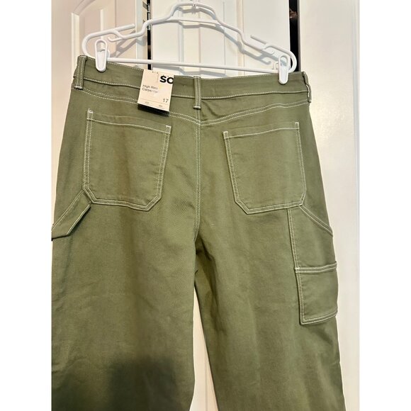 So High Rise Carpenter Jeans Dad Pants - Green - size 17‎ / 33 NEW - Picture 6 of 8